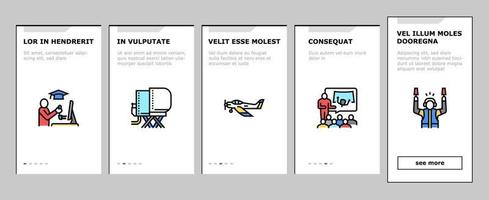 Flight School Educate Onboarding Icons Set Vector