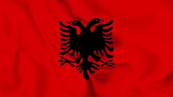 le drapeau de l'albanie est un drapeau rouge avec un aigle à deux têtes noir silhouetté au centre.. flottant élégamment commémorant l'indépendance video