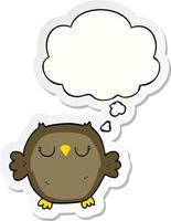 cartoon owl and thought bubble as a printed sticker vector