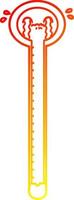 warm gradient line drawing cartoon thermometer crying vector