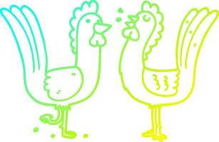 cold gradient line drawing cartoon chickens vector