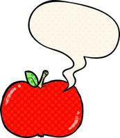 cartoon apple and speech bubble in comic book style vector