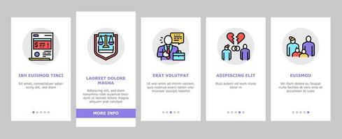 Law Justice Dictionary Onboarding Icons Set Vector