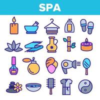 Spa Beauty Service Linear Vector Icons Set