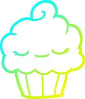 cold gradient line drawing funny cupcake vector