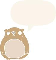 cartoon bear and speech bubble in retro style vector