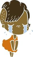 flat color style cartoon crying girl vector