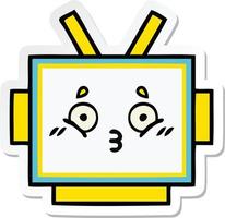 sticker of a cute cartoon robot head vector