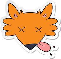 sticker of a cartoon dead fox vector