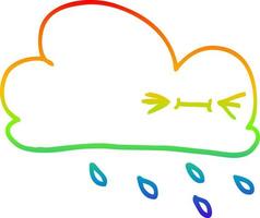 rainbow gradient line drawing cartoon expressive weather cloud vector