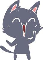 happy flat color style cartoon cat vector