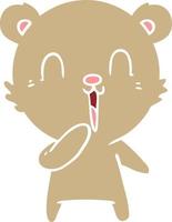 happy laughing flat color style cartoon bear vector