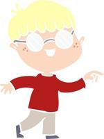 flat color style cartoon boy wearing spectacles vector