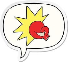 boxing glove cartoon and speech bubble sticker vector