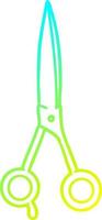 cold gradient line drawing cartoon barber scissors vector