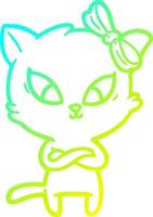 cold gradient line drawing cartoon cat vector