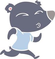 flat color style cartoon jogging bear vector