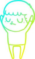 cold gradient line drawing cartoon grumpy boy vector