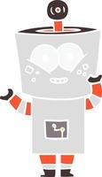 happy flat color style cartoon robot waving hello vector