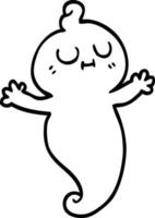 line drawing cartoon ghost vector