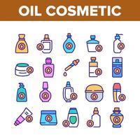 conjunto de iconos de colección de cuidado de la piel cosmética de aceite vector