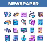 Newspaper Collection Elements Icons Set Vector