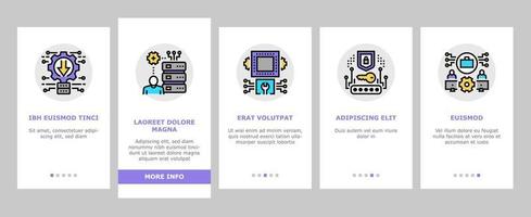 System Work Process Onboarding Icons Set Vector