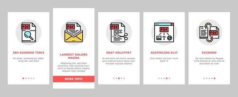 Pdf Electronic File Onboarding Icons Set Vector