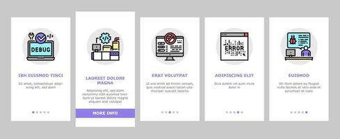 Debug Research And Fix Onboarding Icons Set Vector