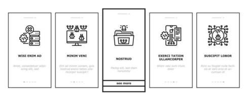 Debug Research And Fix Onboarding Icons Set Vector