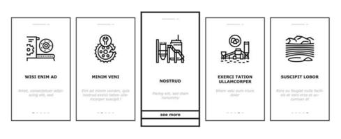 conjunto de iconos de incorporación de proceso industrial de minería de cantera vector