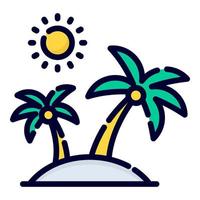 icono de vector de playa. estilo de contorno coloreado para web y móvil.