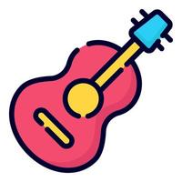 guitar vector icon. colored outline style for Web and Mobile.