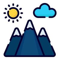 icono de vector de vista a la montaña. estilo de contorno coloreado para web y móvil.