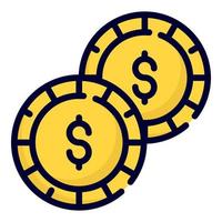 dollar coin vector icon. colored outline style for Web and Mobile.