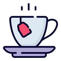 icono de vector de taza de té. estilo de contorno coloreado para web y móvil.