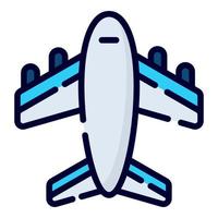 icono de vector de avión. estilo de contorno coloreado para web y móvil.