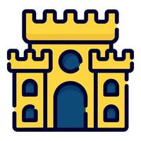 icono de vector de castillo de arena. estilo de contorno coloreado para web y móvil.