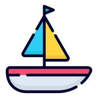 icono de vector de barco. estilo de contorno coloreado para web y móvil.