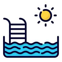 icono de vector de piscina. estilo de contorno coloreado para web y móvil.