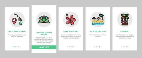 Hawaii Island Vacation Resort Onboarding Icons Set Vector