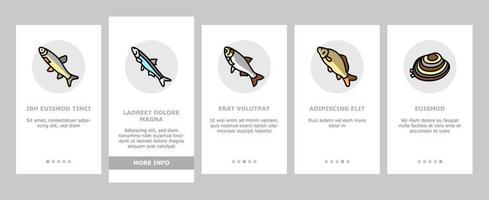 Commercial Fishing Aquaculture Onboarding Icons Set Vector