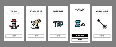 Tools For Building And Repair Onboarding Icons Set Vector