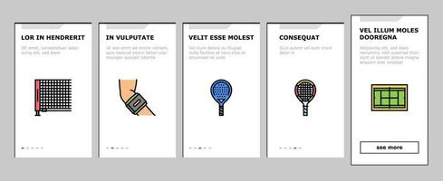 Tennis Sport Game Competition Onboarding Icons Set Vector