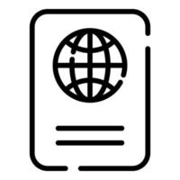 icono de vector de pasaporte estilo de línea delgada para web y móvil.