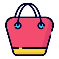 icono de vector de bolsa de mano. estilo de contorno coloreado para web y móvil.