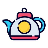 tea pot vector icon. colored outline style for Web and Mobile.