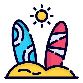 surfers vector icon. colored outline style for Web and Mobile.