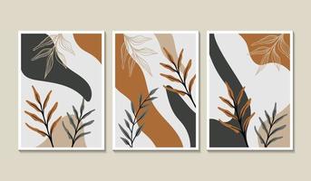 Abstract shape and leaf boho modern minimalist vector