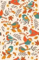 patrón sin costuras con pájaros de otoño. gráficos vectoriales vector